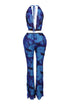 Georgina Floral Print Mesh Halter Top & Pants SET