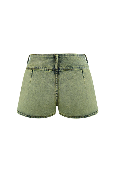 Hint of Moon Vintage Denim Pleated Skort SKIRT EDGE