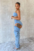 Boss Babe Denim Tube Top & Cut Out Pants SET