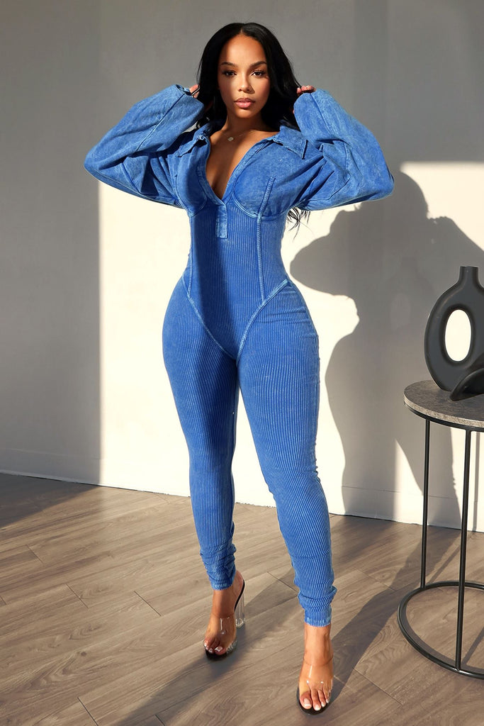 Baddie Mineral Washed Corset Jumpsuit Rompers + Jumpsuits EDGE 