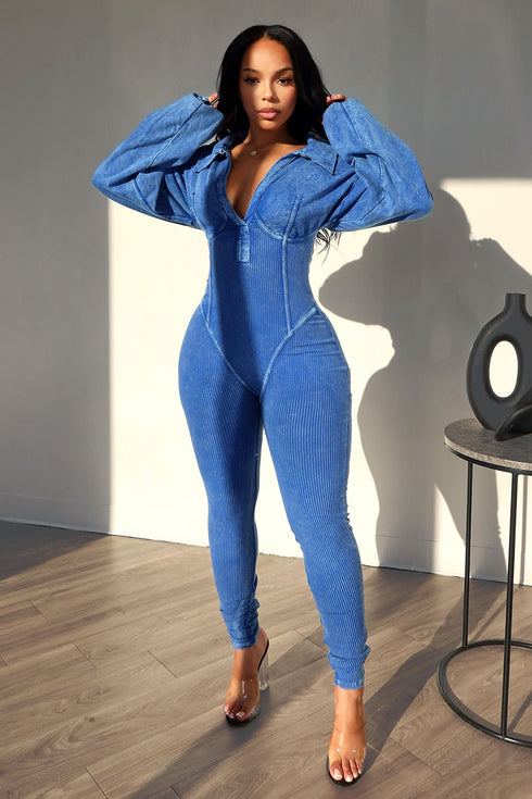 Baddie Mineral Washed Corset Jumpsuit Rompers + Jumpsuits EDGE