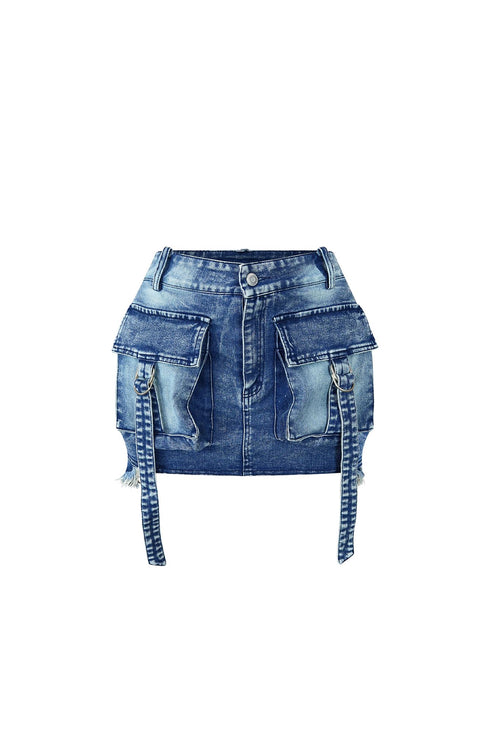 Problems Vintage Cargo Denim Skirt
