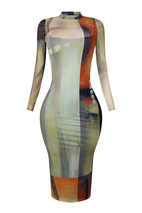 Leah Mesh Print Dress