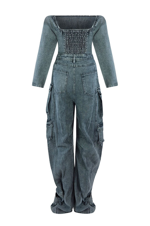 Ultimate Denim Off Shoulder Jumpsuit Rompers + Jumpsuits EDGE