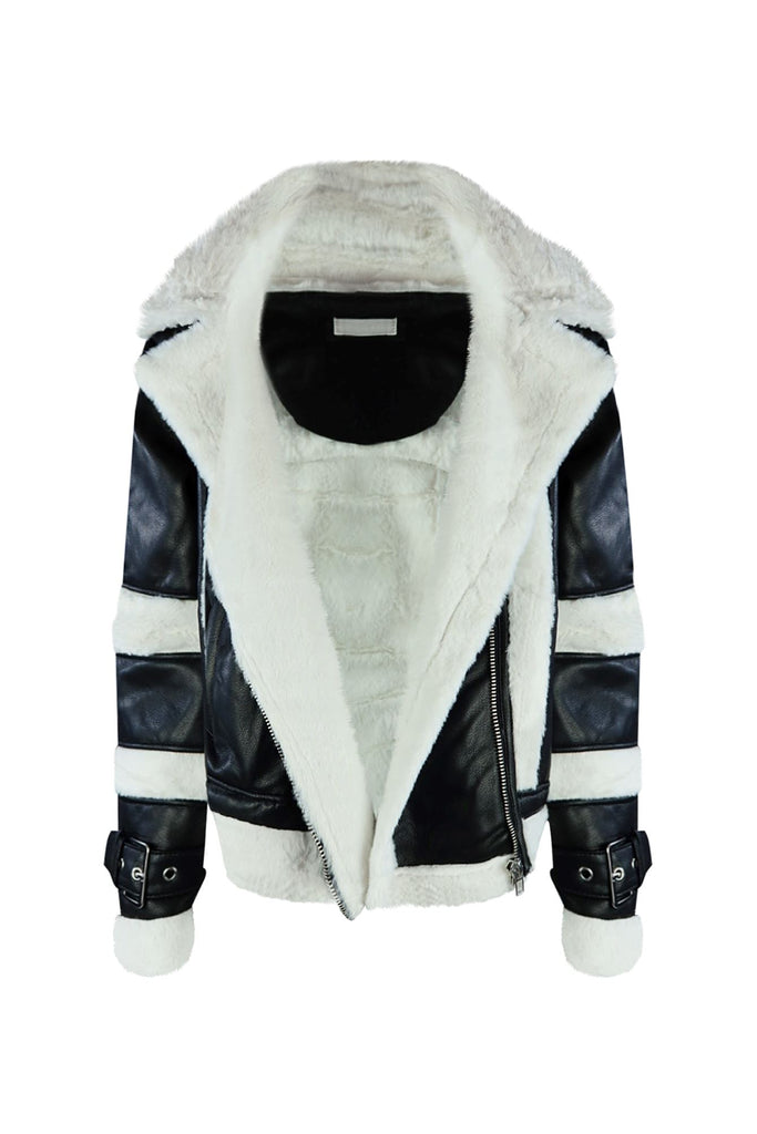 On My Way Faux Leather Sherpa Jacket Outerwear EDGE 