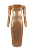 Golden Trophy Off Shoulder Midi Dress