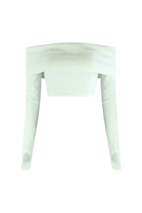 On My Mind Thumbhole Crop Top Crop Top EDGE Small Off White