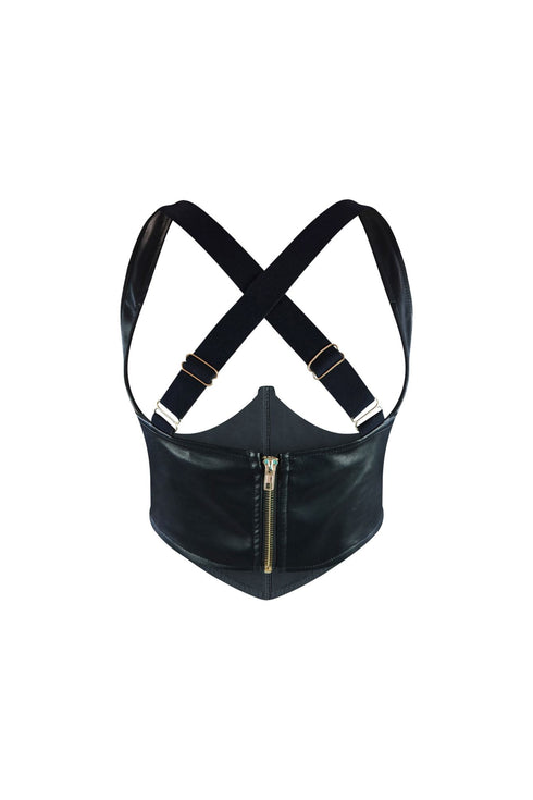 Dark Blissed Faux Leather Corset Crop Top EDGE