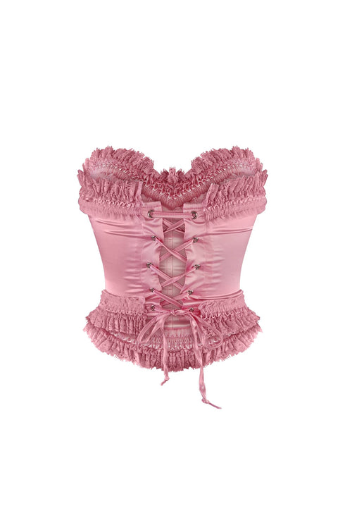 Rococo Lace Trim Satin Corset
