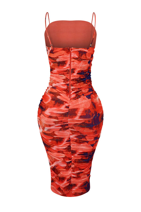 Hibiscus Kiss Ruched Cami Dress