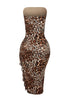 Leopard Flex Mesh Ruffled Tube Dress