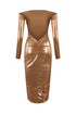 Golden Trophy Off Shoulder Midi Dress