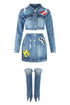 Whatever Patch Denim Jacket & Skirt Leg Warmers SET