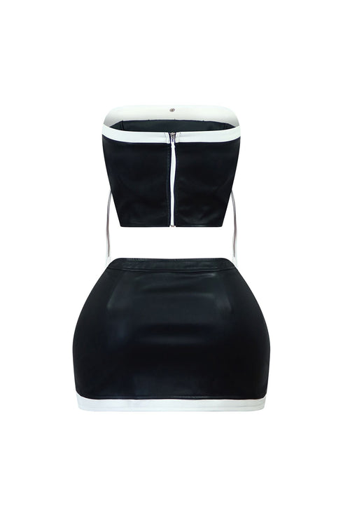 Brady Faux Leather Tube Top & Skirt SET