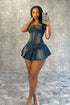 Muted Blue Denim Corset Top & Skirt SET