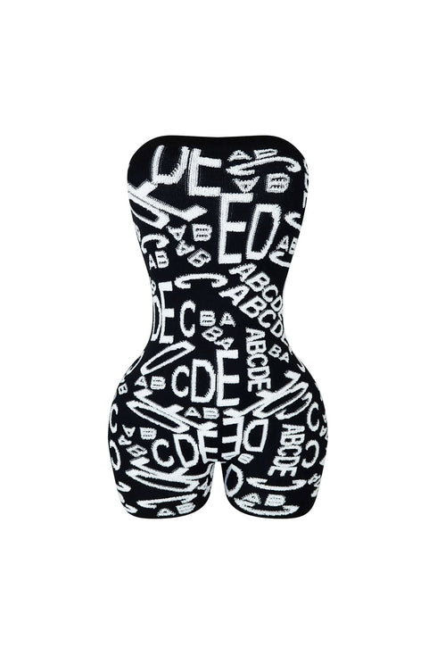 Meet Me At Noon Knit Patterned Tube Romper