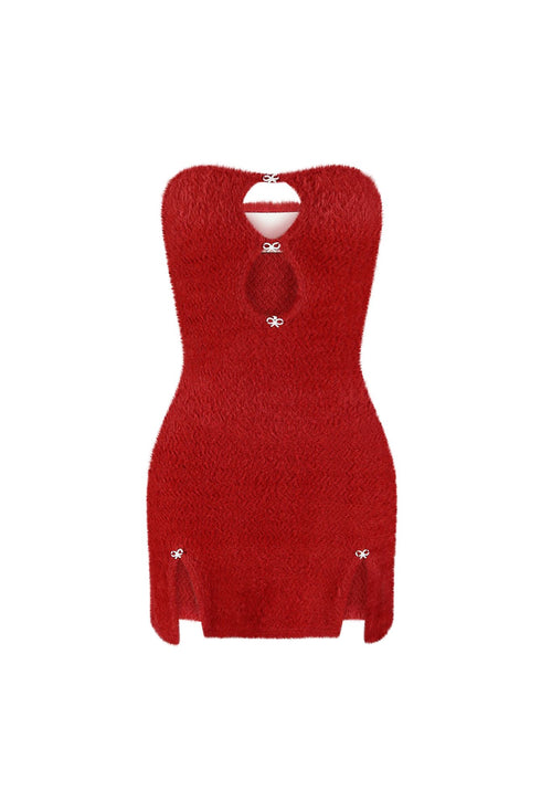 Must Love It Fuzzy Tube Mini Dress Dress EDGE Small Red