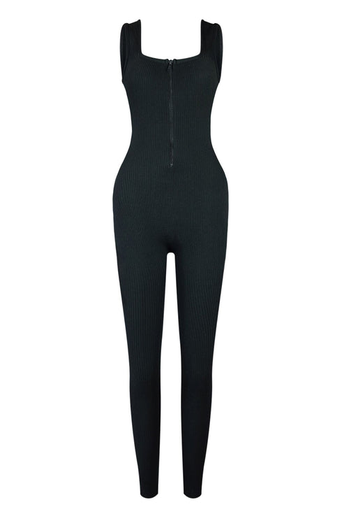 Robin Ribbed Knit Zip Up Jumpsuit
