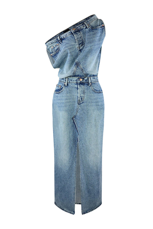 Sawyer Un Balanced Denim Maxi Dress Dresses EDGE