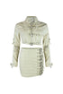 Show Off Buckled Belted Jacket & Skirt Set Outerwear EDGE Small Cream
