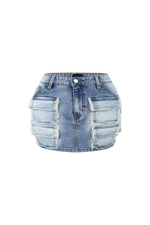 Sassy Washed Denim Mini Skirt