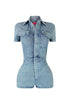 Same Page Collared Denim Romper