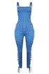 Take You Lace Up Denim Jumpsuit