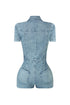 Same Page Collared Denim Romper