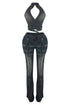 Free Fallin Vintage Denim Halter Top & Pants SET