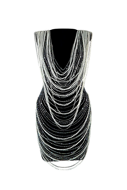 Never Too Much Pearl And Stone Draped Dress Dress EDGE Small Black