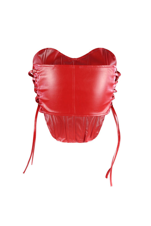 Too Hot Vegan Leather Corset Top Crop Top EDGE