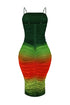 Coastal Ombre Mesh Ruched Midi Dress