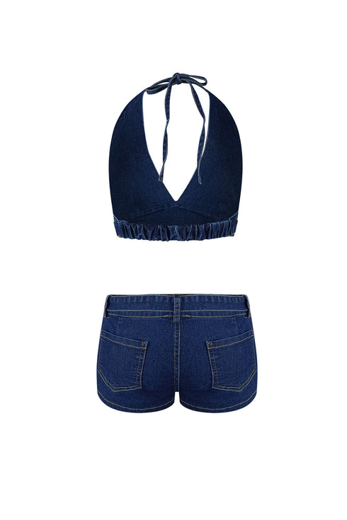 One Call Away Denim Top & Shorts SET