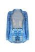 All In Denim Printed Shirt & Shorts SET