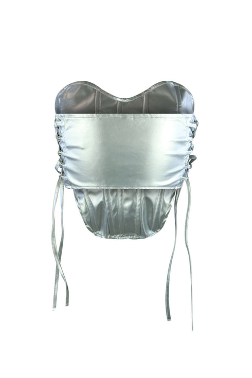 Too Hot Vegan Leather Corset Top Crop Top EDGE