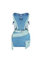 Tension Denim Color Block Strapless Dress