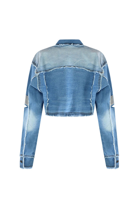 Shine Like A Diamond Denim Crop Jacket Outerwear EDGE