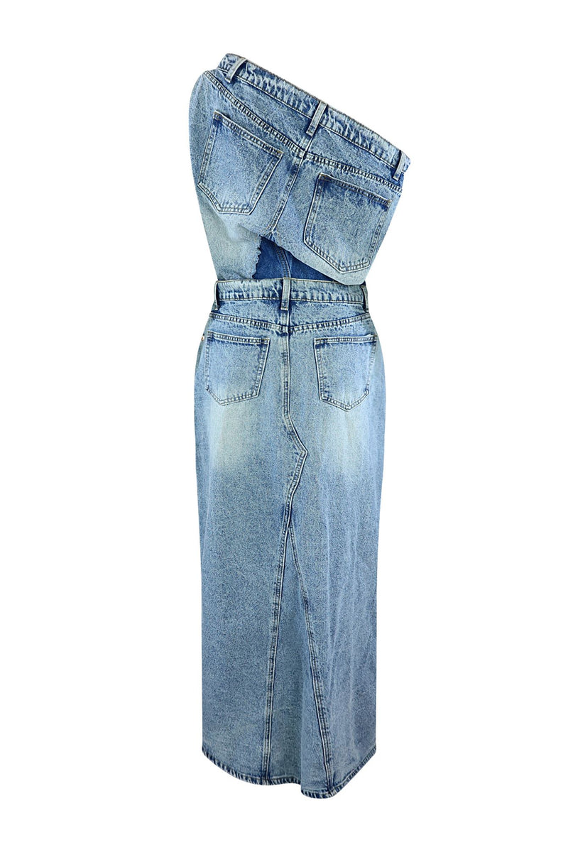Sawyer Un Balanced Denim Maxi Dress