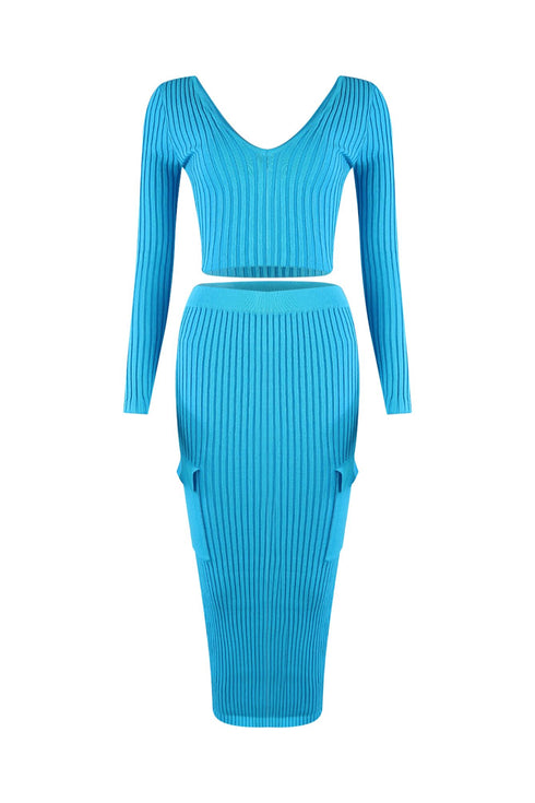 Sweet Sweater Knit Top & Midi Skirt SET