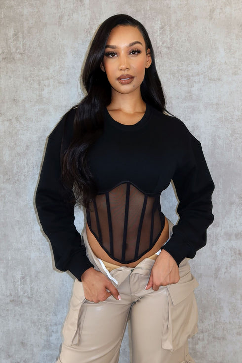 Be Your Self Corset Sweatshirt Top Top EDGE