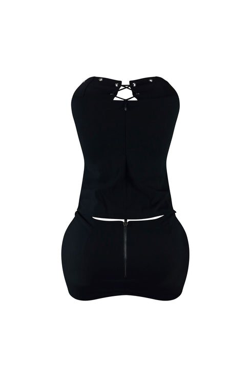 Gone Girl Lace Up Corset Top & Skirt SET