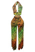Sweet Escape Metal Trim Print Halter Jumpsuit