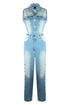 Snap It Out Wide Leg Denim Jumpsuit