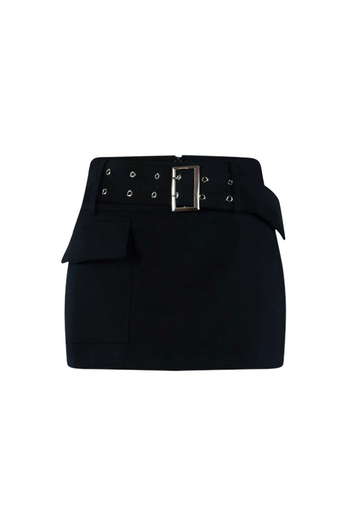Buckled Up Cargo Mini Skirt SKIRT EDGE Small Black 