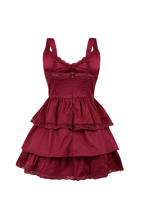 Lucky You Lace Trim Layered Mini Dress