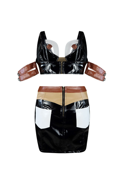 Brown Sugar Latex Top & Skirt SET matching sets EDGE