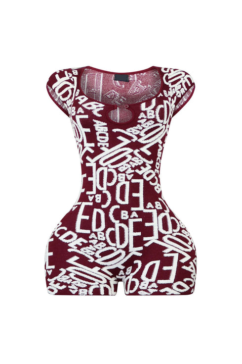 Alpha Print Knit Romper