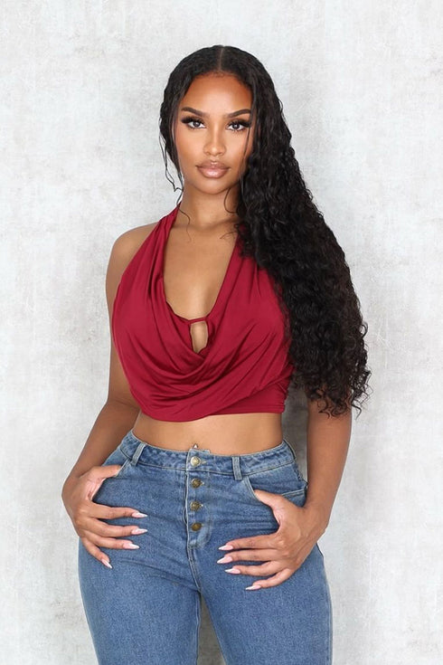 Lightweight Cowl Neck Crop Top