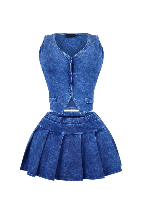 Valerie Mineral Washed Vest & Skort SET