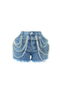 Mona Pearl & Chain Denim Shorts